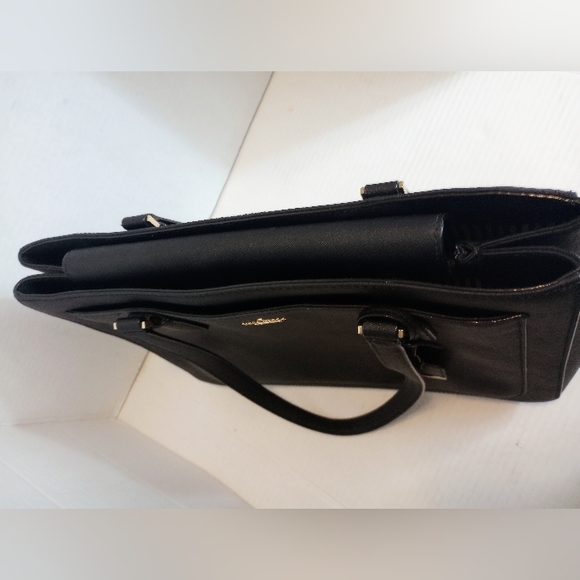 SOLD Kate Spade black leather 3 compartment tote purse shoulder bag - Picture 11 of 16
